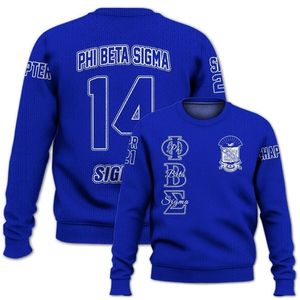 Phi Beta Sigma Sigma Beta 1914 Pull en tricot Acrylique Chenille Lettres grecques Fraternité Bleu Blanc Pull Vêtements - Product Image 2