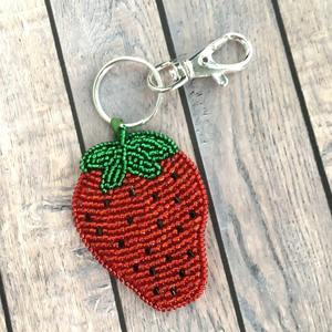 Dernier porte-clés fantaisie fait main, broderie perlée, carré, couleur pleine, personnalisé, charme cerise, mignon, tendance, luxueux, élégant - Product Image 6