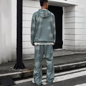 Survêtement d'hiver personnalisé en molleton imprimé par transfert de chaleur grande taille Streetwear pour hommes ensemble surdimensionné de jogging et pantalon de survêtement à capuche vintage - Product Image 2