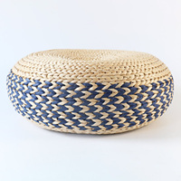 Pouf en jacinthe d'eau fait à la main, pouf blanc reposant, banc ottoman, coussins de chaise respectueux de l'environnement