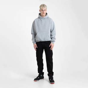 Sweat-shirt décontracté pour homme, 100% coton, hiver, surdimensionné, à capuche, logo brodé, polaire uni français, écologique - Product Image 5