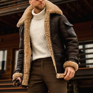 Fur Faux Leather Men Jacket Thickened Plush Lining Winter Men Jackets Vintage Lapel Furry Coldproof Keep Warm Winter Coat - Product Image 2