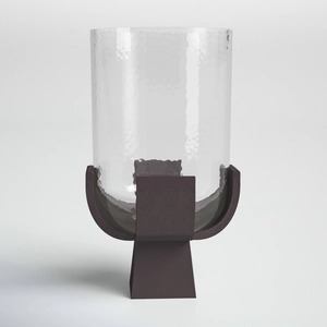 Bougeoir moderne minimaliste en forme d'arche géométrique, base texturée en verre, métal lourd, lampe votive, fait main pour Noël - Product Image 5