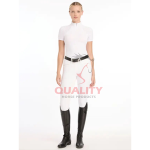 Elegante camisa Ecuestre para mujer, camiseta de verano transpirable, ligera, elástica, para montar a caballo, camisetas atléticas de secado rápido que absorben la humedad - Product Image 3