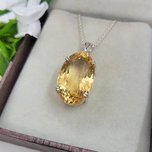 Teardrop Citrine <b>Necklace</b> | Sterling Silver Citrine Crystal <b>Necklace</b>, <b>Boho</b> Gemstone Jewelry, Unique Citrine <b>Necklace</b> for Women - Product Image 3