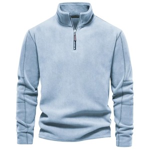 Sudadera de moda de alta calidad para hombre de otoño e invierno, cuello levantado, media cremallera, manga larga, Sudadera con capucha, anticontracción, tejido sólido de talla grande - Product Image 2