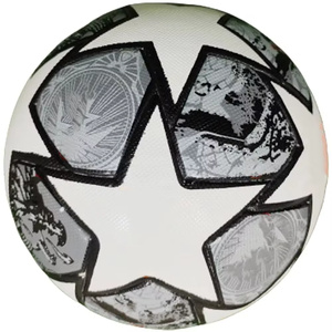 Logotipo plegable de alta durabilidad, tamaño personalizado 5, balón de fútbol resistente al agua, superficie exterior con textura estampada de estrella en blanco y negro - Product Image 2