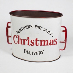 Starpine Porch Planter Styled in Galvanised Finish to Enhance Christmas Curb Appeal with Greenery and <b>Lights</b> - Product Image 2