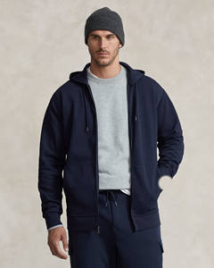 Men's <b>navy</b> hoodie with zipper and adjustable drawstrings for a comfortable casual and stylish look by Marfa International - Product Image 1