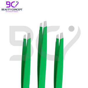 แหนบปลายเอียงสำหรับผู้หญิงเครื่องมือกำจัดขนและคิ้วทำจากสเตนเลสสีเขียว - Product Image 6