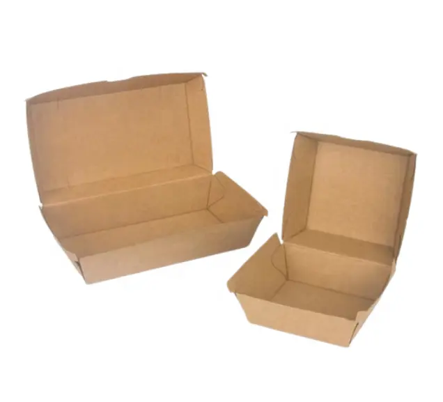 F Flöte Burger Box Tray Plain Starke Wellpappe Snack Box Hot Dog Clam shell reguläres Familien essen Dinner Box