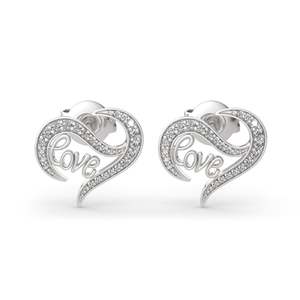 Boucles d'oreilles en argent sterling en forme de cœur avec logo Jeulia Eternal Flame Love - Product Image 1
