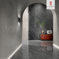 Nouveauté : Panneaux muraux en pierre frittée antibactériens antidérapants gris foncé pour salon moderne, salle à manger et usage extérieur/jardin