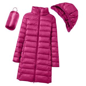 Parkas chauds d'hiver pour femmes veste bouffante rembourrée à manches longues avec manteaux à capuche mi-longs de couleur unie - Product Image 1