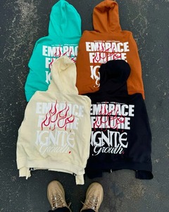 High Street à la mode mode trois fermeture éclair lettre broderie homme hoodi sweat à capuche surdimensionné hommes Y2k Harajuku rétro fermeture éclair sweat - Product Image 2