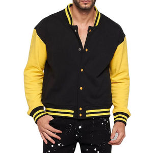 Personnalisé 2025 Hommes Baseball Varsity Vestes Hiver Chaud Manches Longues Jaune Couleur Cuir Manches Toile Tissu Imprimé Conception - Product Image 1
