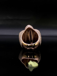 Bague de déclaration florale en or rose avec pierre précieuse rose en moissanite de luxe - Product Image 3