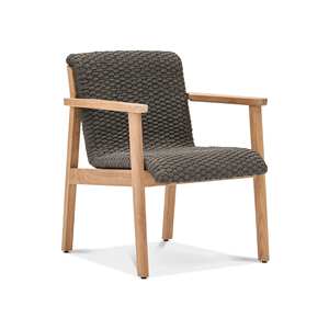 Wesie armchairs made of teak wood frame chair with natural finish and wicker <b>black</b> <b>rope</b> for dining room use - Product Image 1