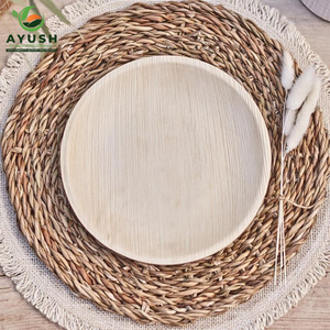 Platos Redondos de 10 Pulgadas de Hoja de Palma Areca Natural y No Tóxica / Bambú para Eventos de Catering Indio - Product Image 1
