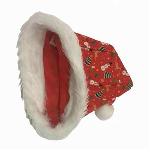قبعة حفلات من الصانع الأصلي، دافئة ومريحة بحواف من الفرو الصناعي، غطاء رأس موسمي، قبعة سانتا كلوز بطباعة عيد الميلاد - Product Image 5