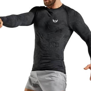 Venta al por mayor tasa de mangas completas camisetas de los hombres sisa de algodón liso personalizado mangas completas Fitness camisetas para hombres 2024 - Product Image 1