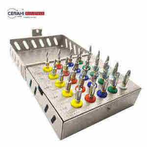Kit de taladro dental eléctrico de 25 piezas Juego de brocas de tornillo cónico de potencia manual Fresas de acero inoxidable para cirugía de implantes dentales - Product Image 1