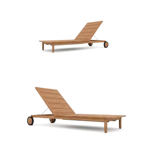 Chaise longue en teck avec roulettes pour extérieur - Product Image 5
