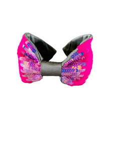 Bandeau en tissu luxueux fait à la main avec nœuds perlés rose et aqua, accessoires de cheveux tendance en gros, bandeaux doux et rembourrés - Product Image 2