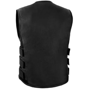 Gilet de motard en cuir véritable pour homme HMB-5084B, coupe-vent d'été - Product Image 2