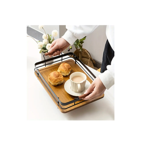 Plateau de service en bois à poignée en métal Accessoires de cadeau de fête d'anniversaire de bonne qualité Plateau de fabrication indienne - Product Image 6