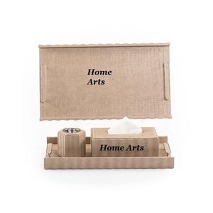 Brûleur Bakhoor en cuir au design attrayant avec plateau et boîte à mouchoirs Brûleur Bakhoor d'encens pour organisateur de bureau - Product Image 5