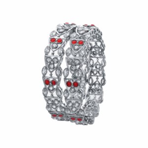 Modern Luxury Silver Plated Reverse AD Rhodium Bangles Sets Fashionable <b>Brass</b> Bangles - Product Image 1