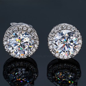 2023 Luxury 925 Sterling Silver VVS Moissanite Diamond Studs <b>Earrings</b> 10K 14K 18K White Gold Plated IGI Certified Cute Hip Hop - Product Image 2