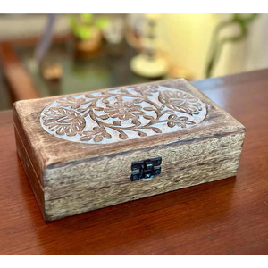 Best-Selling Custom Size Antique White Mango <b>Wood</b> Storage Box Religious Style Polished Wooden <b>Jewellery</b> Organizer Decoration - Product Image 6