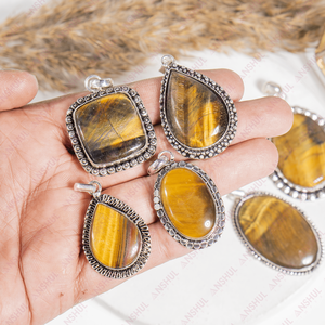 Pendentif ovale en œil de tigre, best-seller, cristaux de guérison de qualité supérieure pour la méditation, bijoux pour occasions spéciales, prix de gros. - Product Image 4