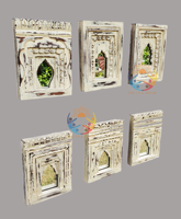 Cadre en bois de style vintage Sculpture en bois Décoration murale Miroir Unique Collection Tenture murale Décor Art indien Cadres lot de 6