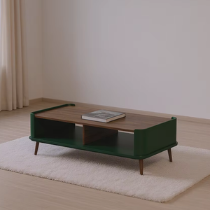 Table basse minimaliste moderne en bois de teck massif pour salon, maison et appartement - Product Image 1