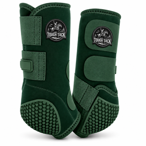 Botas de Protección para Caballos Tough Tack, Color Verde Esmeralda, Neopreno, Protección para Patas Grandes, Suela Hex Grip, para Montar a Caballo, Personalizables - Product Image 1
