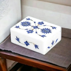 Premium Luxury Handmade Indian <b>Marble</b> Inlay Customizable Jewellery Box Decorative Trinket Case Organizer Vanity Box - Product Image 5