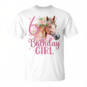 Camiseta de 6.º Cumpleaños para Niñas con Diseño de Caballo, Regalo Promocional para Niñas de 6 Años - Product Image 2