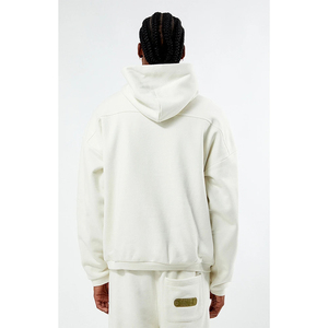 Budweiser <b>Men's</b> Hooded <b>Sweatshirt</b> Printed Logo Regular Fit <b>White</b> Fleece Casual Winter Eco-Friendly 100% Cotton - Product Image 3