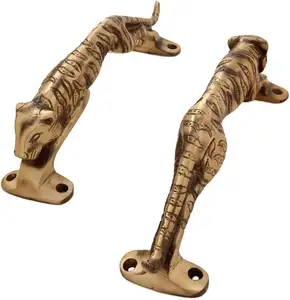 黄铜仿古老虎设计门拉手套装标准设计2个旋钮包
