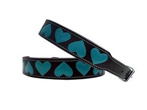 Collier pour chien en cuir véritable de luxe, fait main, rembourré, réglable, avec motif de cœurs floraux, style classique, best-seller - Product Image 6