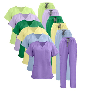 Tenues de travail personnalisées pour hommes et femmes, col en V, haute qualité, service OEM, infirmière, médecin, dentiste, hôpital, Fig Adar, ensembles de blouses et pantalons de jogging - Product Image 4