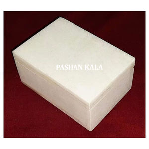 Boîte de rangement de bijoux Mable blanc pur de conception Simple unique pour la finition fine et la boîte décorative de maison en marbre poli lisse - Product Image 1