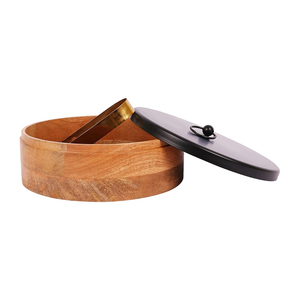 Pot en bois de haute qualité avec couvercle en métal meilleure qualité à la main casserole de luxe forme ronde cuisine de table nourriture accessoires chauds - Product Image 6