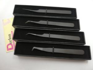 Outils de beauté des cils Conseils de plasma noir avec pince à épiler enduite de couleur noire mate Logo privé Pince à épiler d'extension de cils à pointe de fibre. - Product Image 6