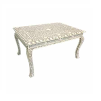 Table basse en os incrusté de style Targua pour salon, meubles en os incrusté faits à la main, table basse ronde, table basse à cocktails