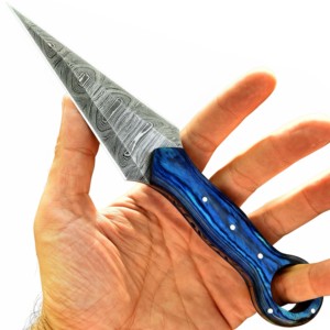 Cuchillo de Hoja Fija de Doble Filo para Acampar al Aire Libre, Hoja de Acero de Damasco Duradera y Multiusos - Product Image 4