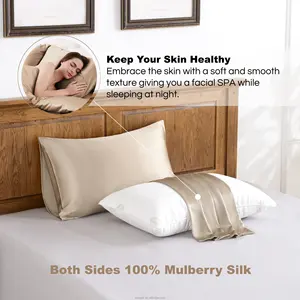 100% Real Mulberry Silk Pillow Case 6A 16/19/22 /25 Silk Pillowcase Organic Non Toxic Embroidered Pure Silk Pillow Case With Box